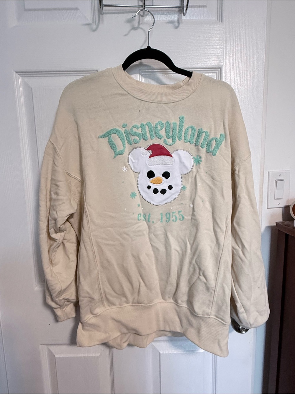 Disney Cream Holiday Snowman Mickey Sweatshirt